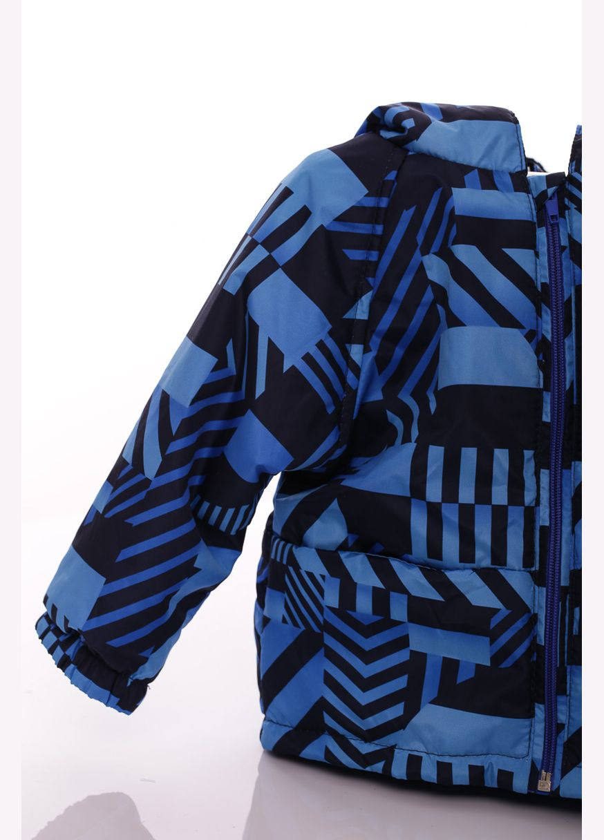 Синя демісезонна куртка для хлопчика нуль на холлофайбері з принтом синій абстракції 74 см (45004) BABYKROHA