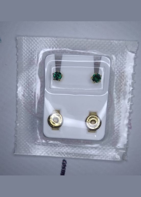 Сережки-гвоздики пусети середні крапан золото, смарагд камінь, 3 мм R105Y STUDEX (299385128)