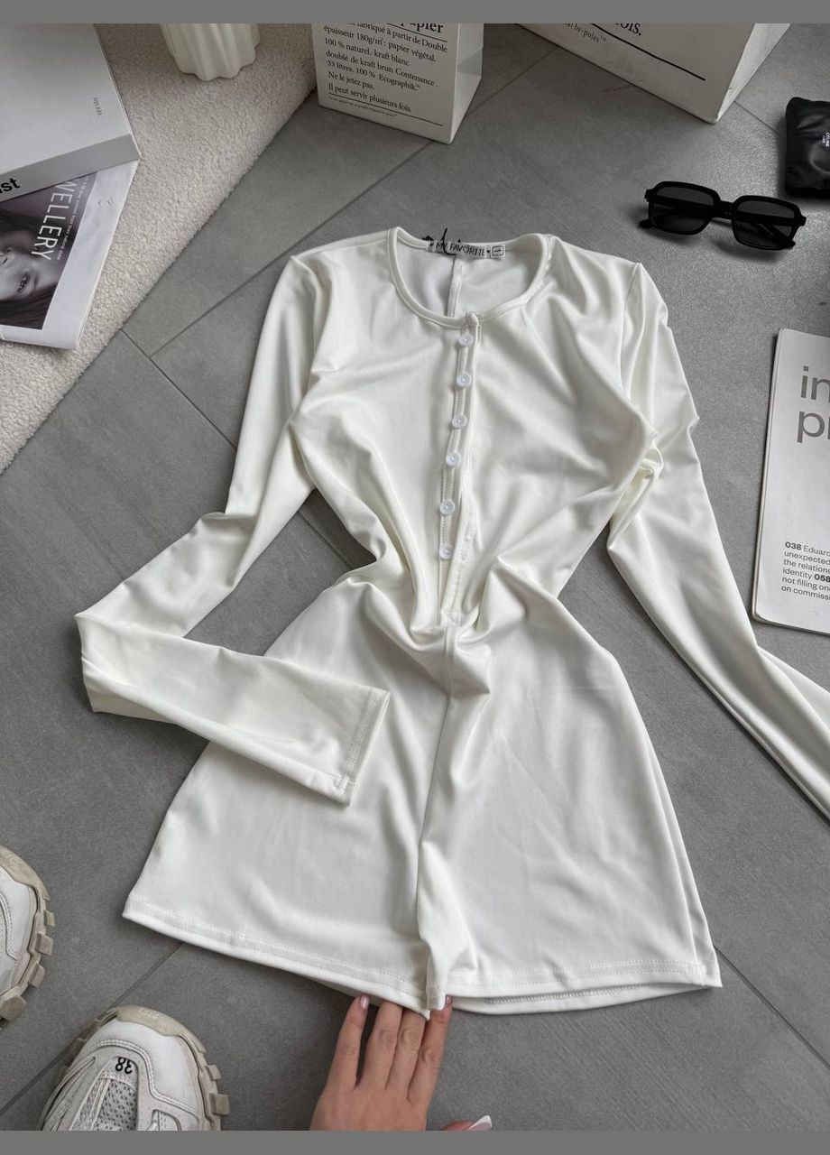 Жіночий комбінезон з довгим рукавом, мікродайвінг No Brand С1512-349/1 комбінезон-шорти молочний спортивний, повсякденний дайвінг