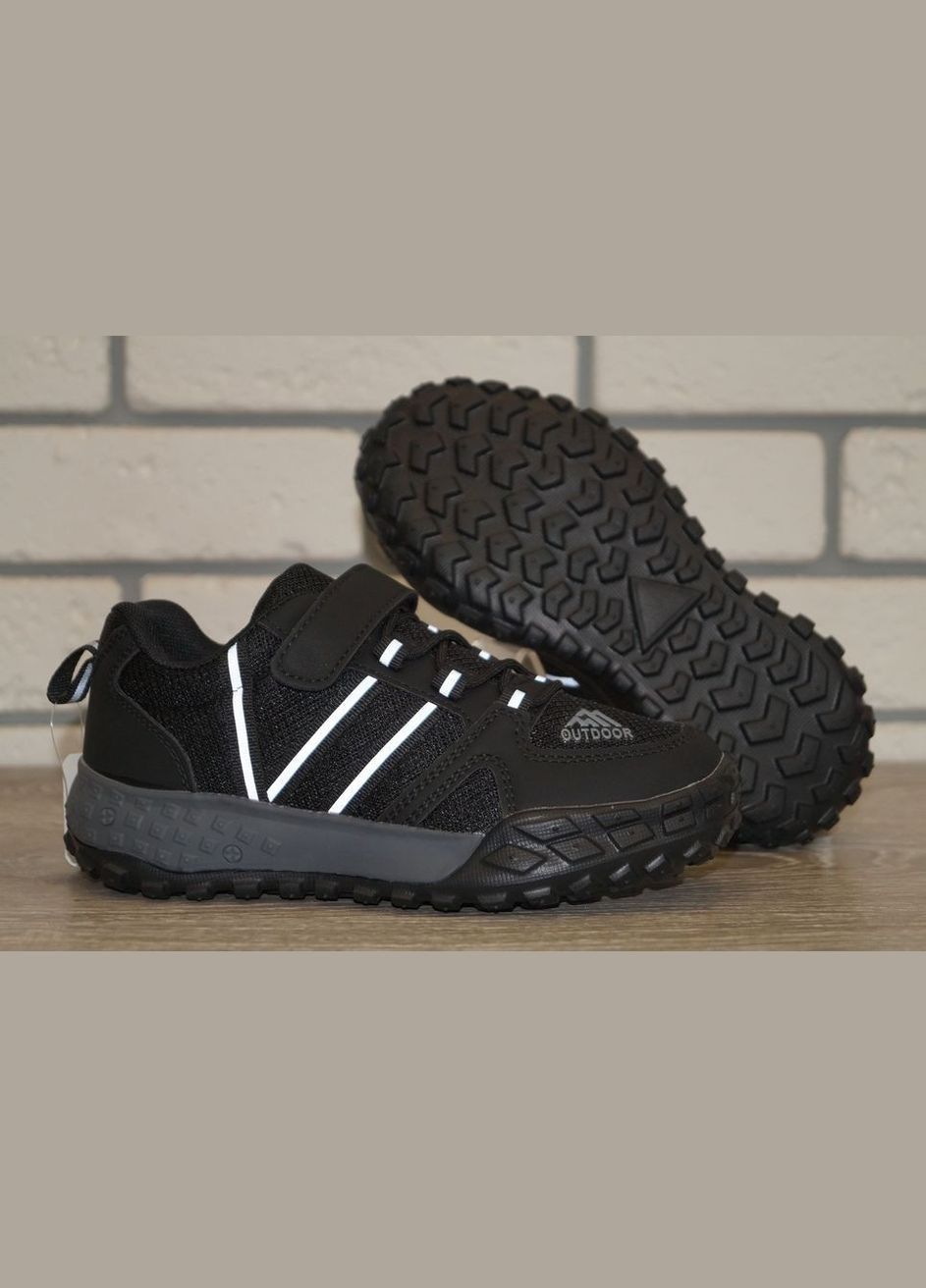 Чорні Осінні кросівки для хлопчика демісезонні зі світловідбиваючими елементами чорні BBT kids