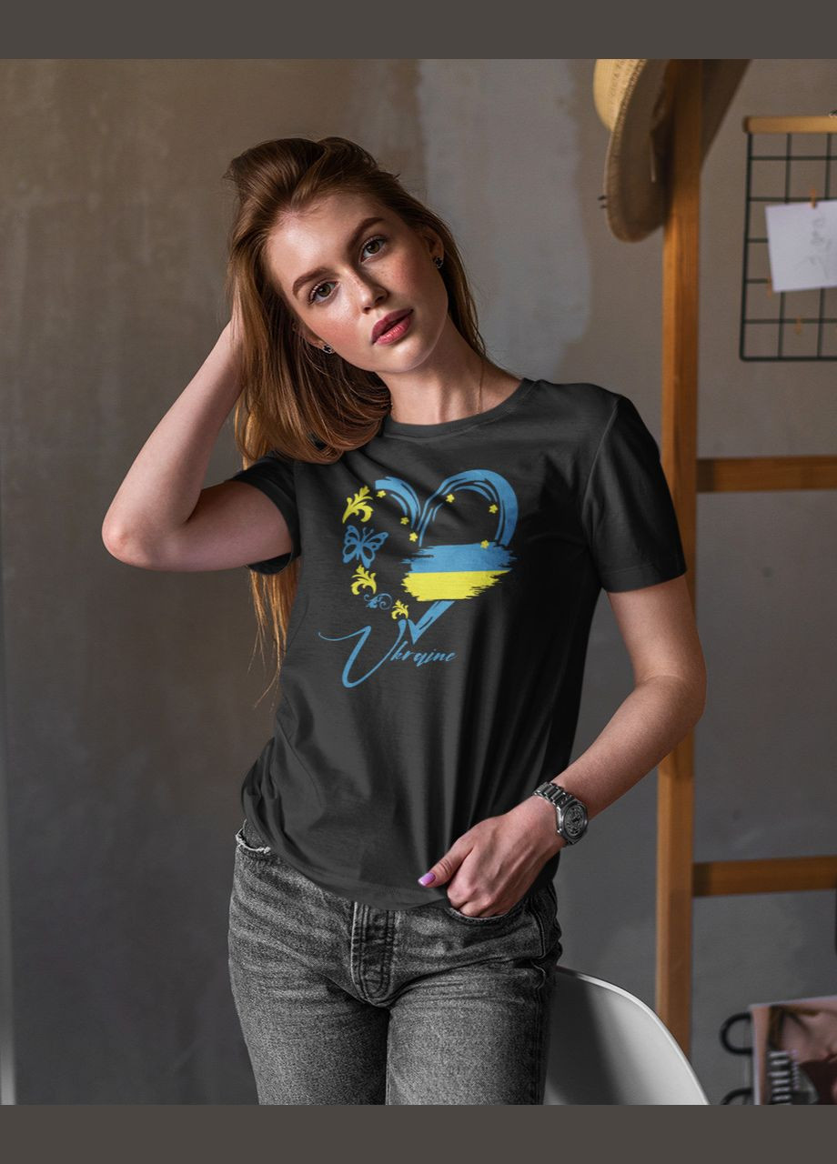 Жіноча футболка з патріотичним принтом чорна 44 Mishe 240015 - (292564257)