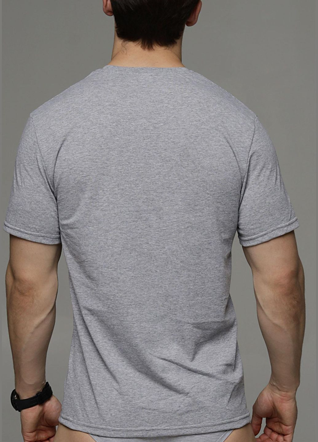 Серая футболка мужская с коротким рукавом Roksana