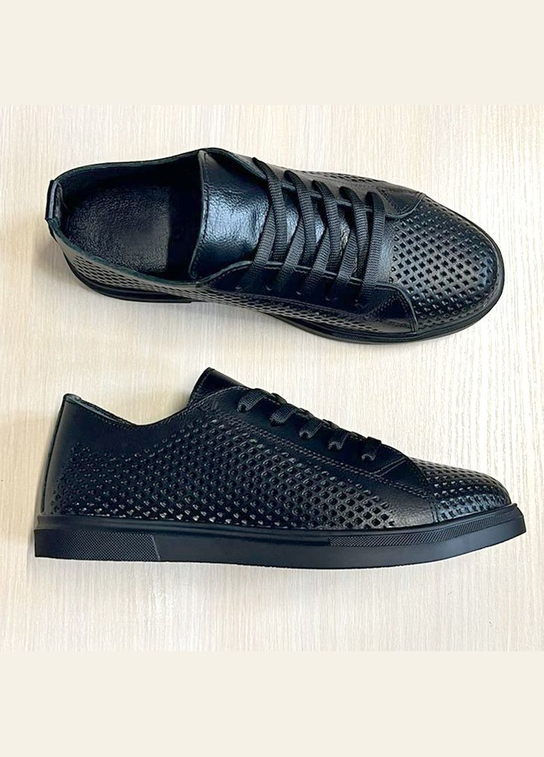 Черные кеды женские кожаные черные с перфорацией. Fashion