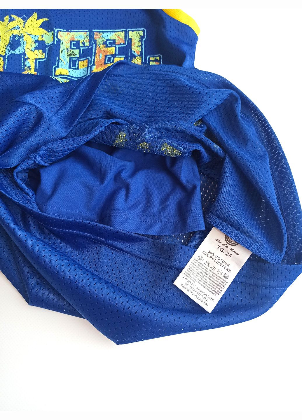 Сине-желтая летняя футболка-туника для девочки tf10184 сине-желтая To Be Too