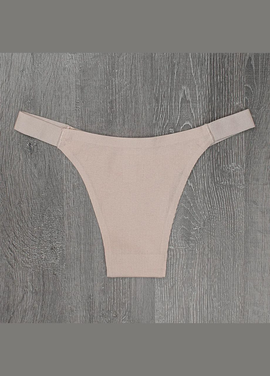 Безшовні труси-танга з натуральної бавовни в рубчик набір 5 шт No Brand Танга (316027836)