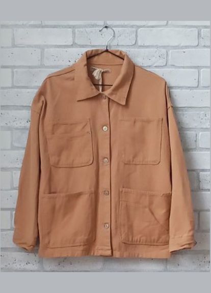 Пудровый женский женский пиджак (рубашка) No Brand однотонный - всесезон