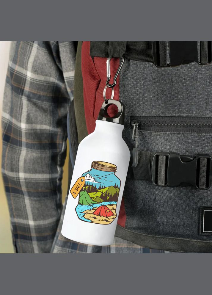 Фляга (пляшка) для води з карабіном Туристична, Для кемпінгу #003 500 мл Білий No Brand (323640020)