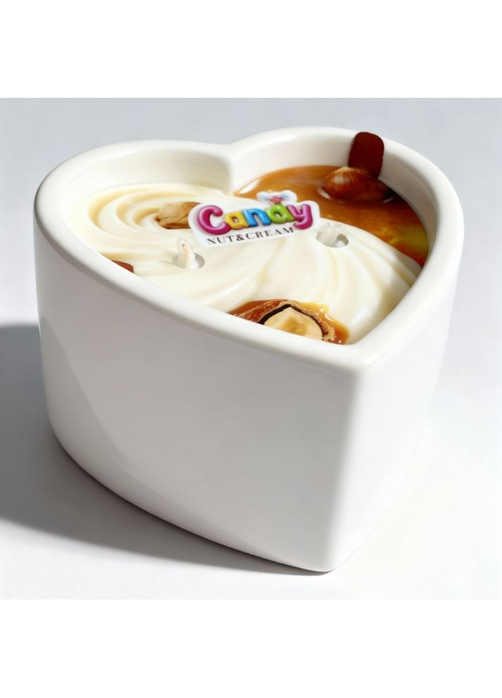 Масажна свічка з ароматом горіхового крему Nut Cream у формі серця, 70 мл Candy (369608669)