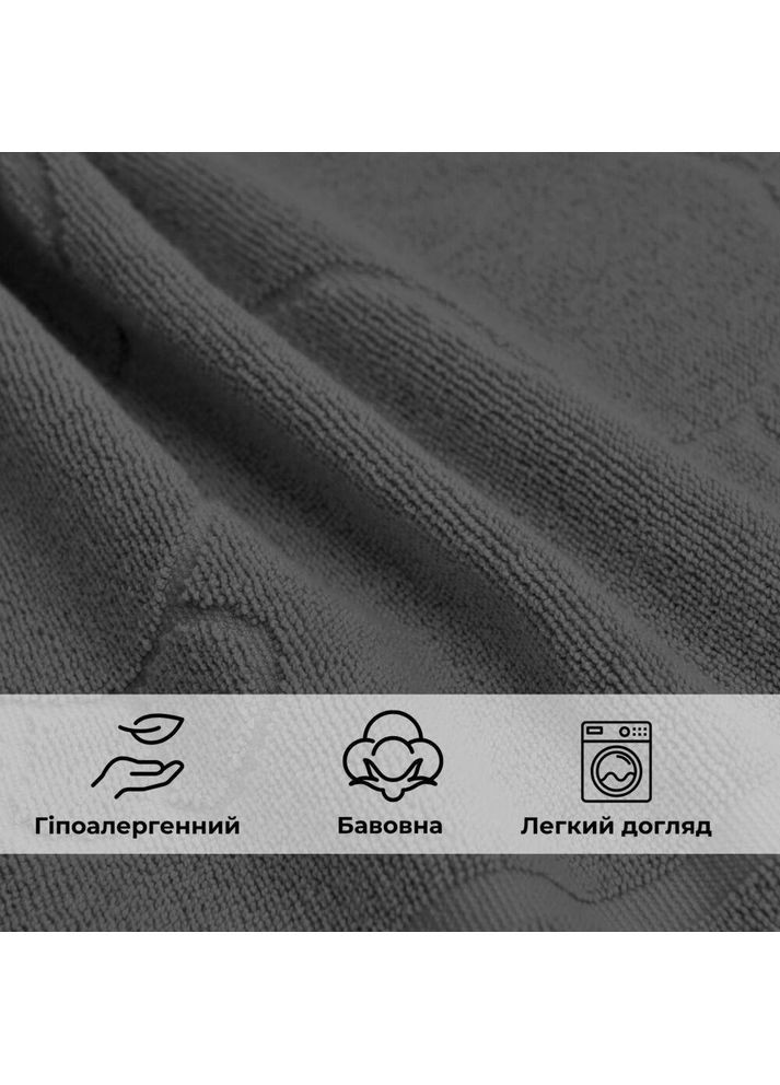 Килимок для ніг і ванної кімнати 50х70 см бавовна жакард з ніжками пл 700 г/м2 т/сірий IDEIA темно-сірий