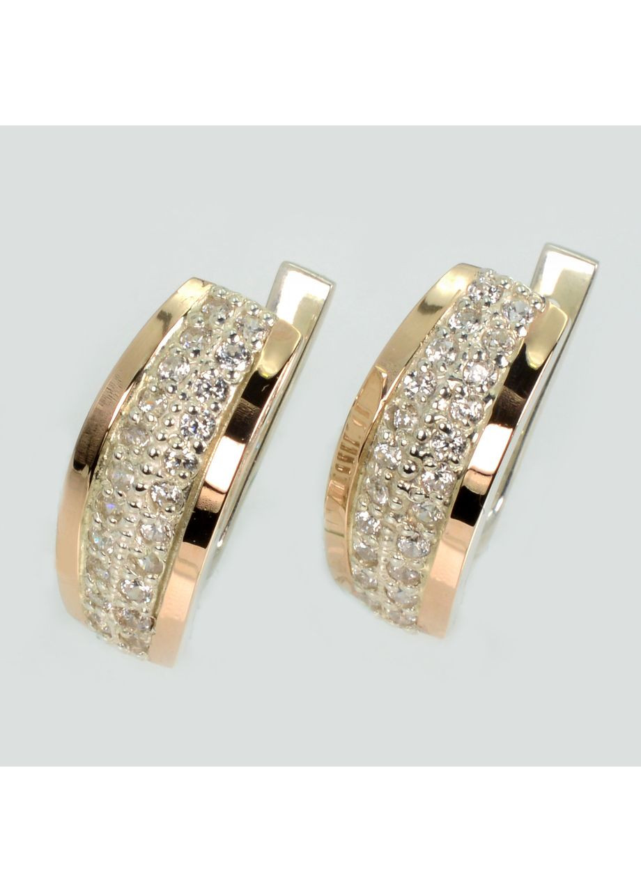 Срібні сережки з золотими пластинами Silver Style (367112401)