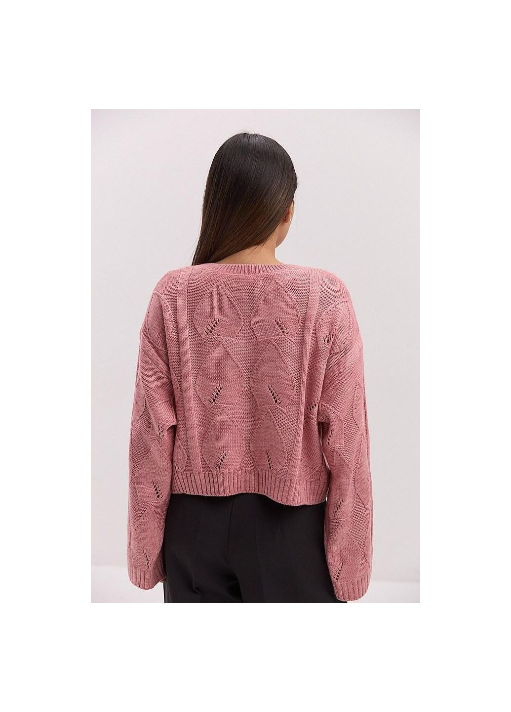 Персиковый демисезонный свитер женский короткий узор однотонный 44/46 Arjen