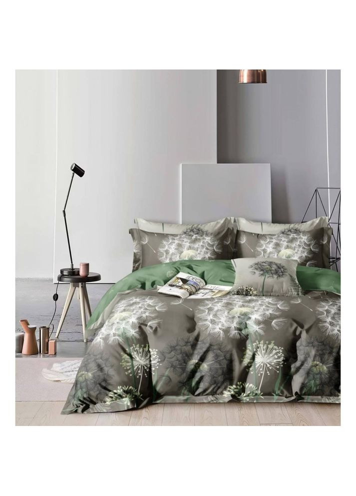 Постельное белье хлопковое Растение Двуспальное Простынь на резинке 160x200х20 Бязь Серый 70 х 70 No Brand (299146582)