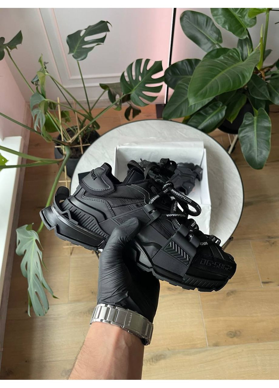 Чорні Осінні кросівки чоловічі і жіночі dolce & gabbana space black | дольче і габбана спейс чорні No Brand