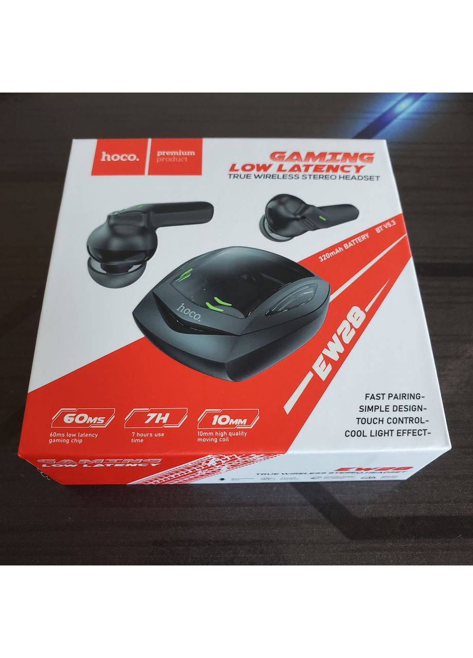 Игровые Беспроводные блютуз наушники вакуумные EW28 черные 7 часов Hoco (353497693)