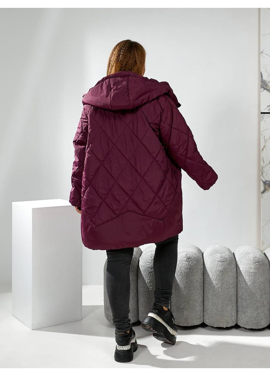 Бордова зимня жіноча тепла куртка на силіконі батальна No Brand