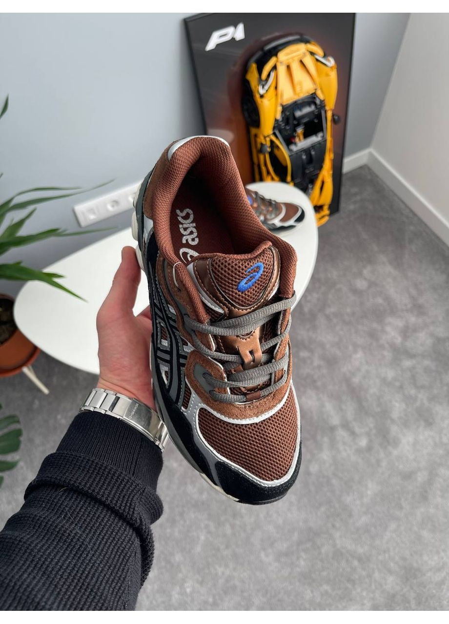Коричневі Осінні кросівки чоловічі і жіночі asics gel-nyc brown black grey | асікс гель-нюк коричневі No Brand