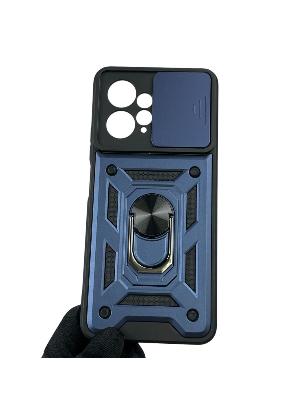 Чехол для Redmi Note 12 4G бронированный с кольцом со шторкой на сяоми редми нот 12 4г темно-синий rg1 Xiaomi (366022627)