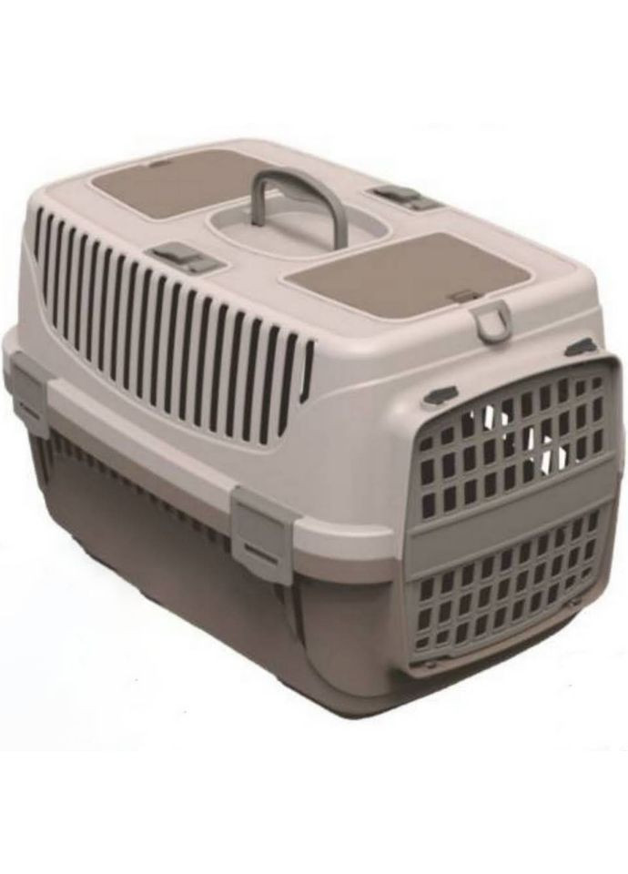Переноска контейнер для котів та собак до 10 кг Irak Plastyk PT110 (55×36.5×33 см) коричнево-бежева (168095) Irak Plastik (278308704)