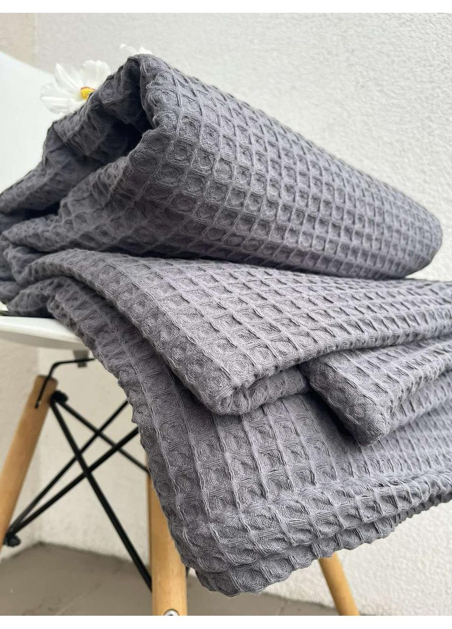 Покрывало Greece вафельное хлопковое цвет темно серый 160х210 см ZEINTEX (315346875)