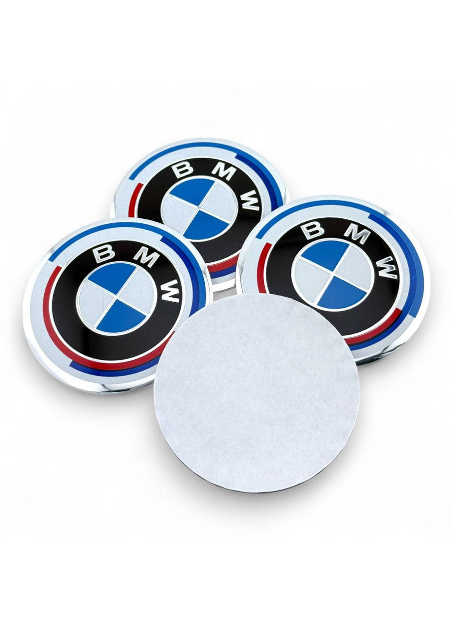 Наклейки с логотипом БМВ 56 мм алюминиевые Юбилейные «50 Лет» 4 штуки. BMW (354698587)