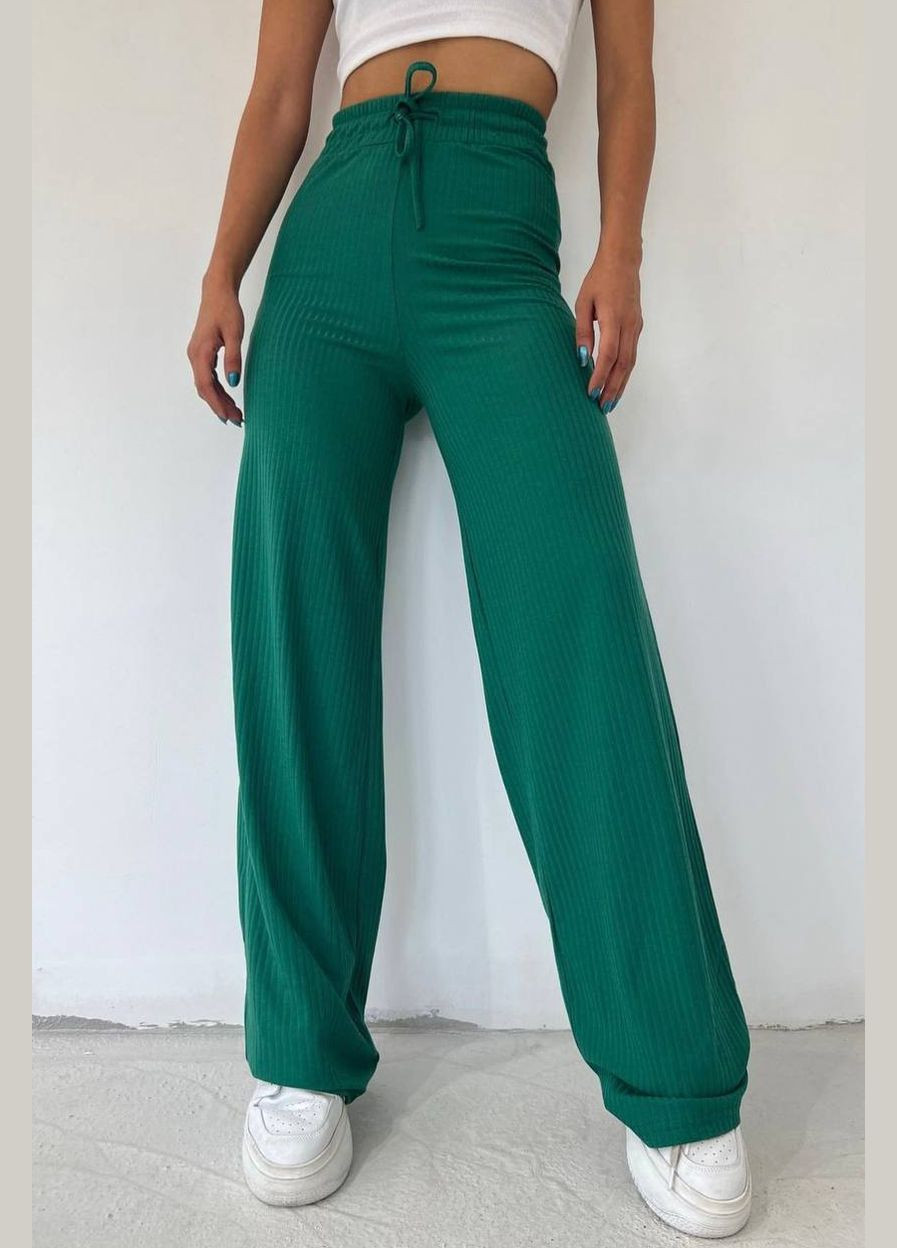 Штаны женские в рубчик зеленого цвета Let's Shop (290108265)