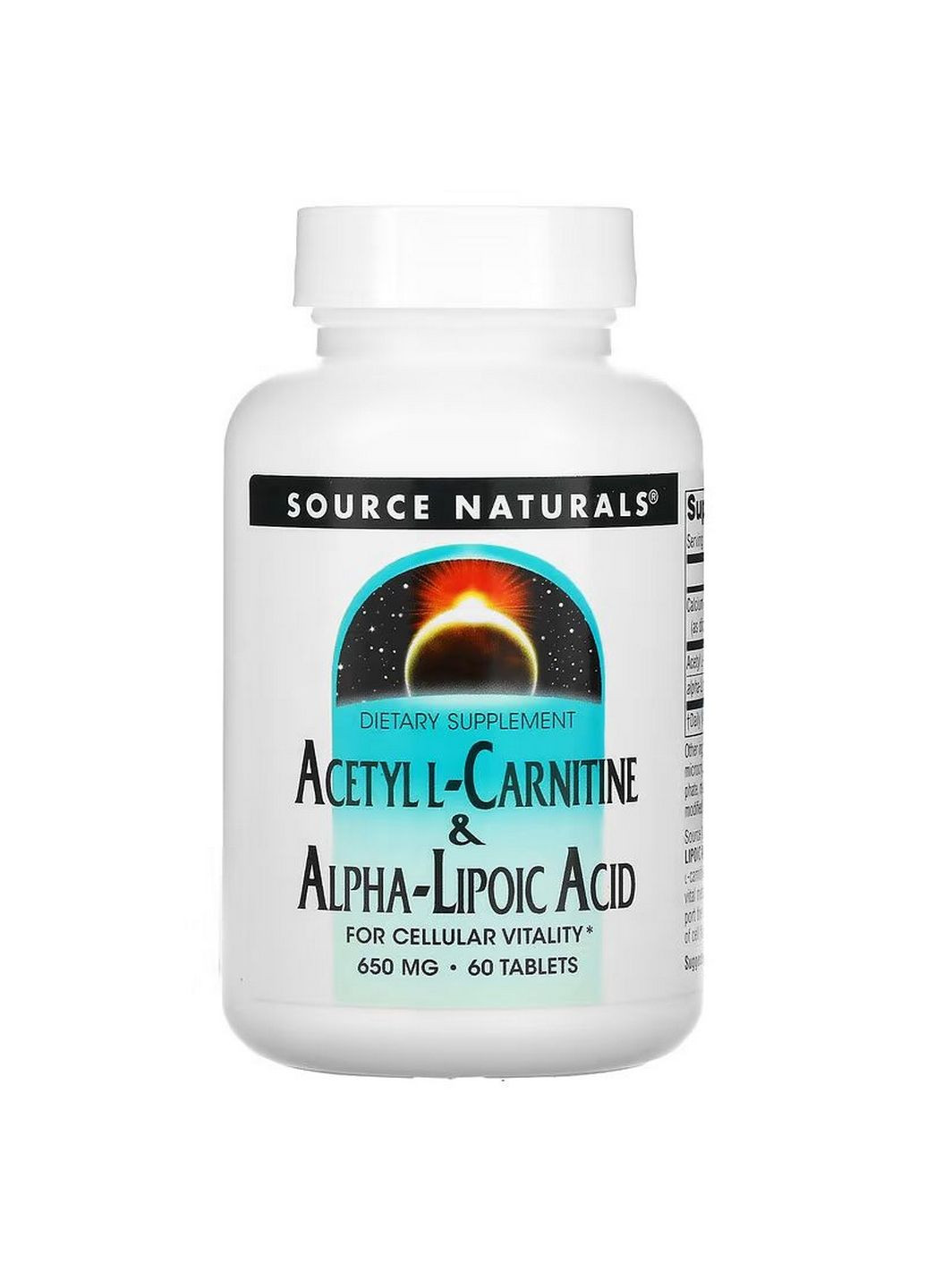 Жиросжигатель Acetyl L-Carnitine & Alpha Lipoic Acid 650 mg, 60 таблеток Source Naturals (294925202)