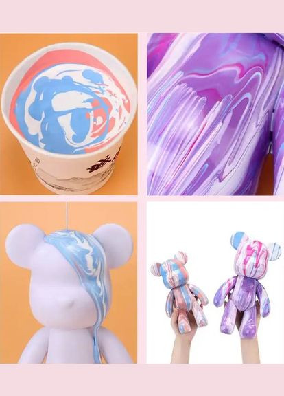 Дитячий набір для творчості з фарбами Fluid Bear Флюїдний Ведмедик DIY Bearbrick 23 см (2104618542) No Brand (331605205)