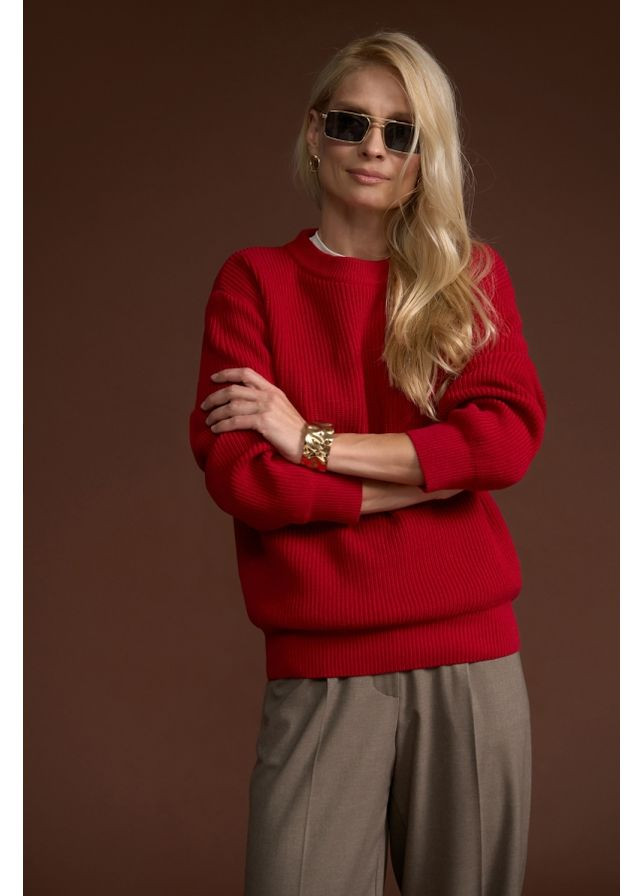 Красный демисезонный элегантный джемпер из хлопка и бамбука (2865) Triko Bakh