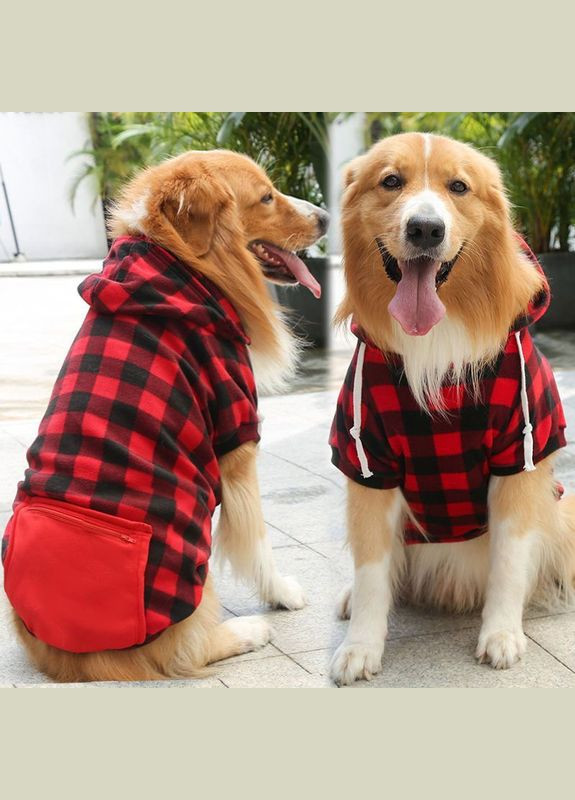 Худі для котів з кишенею Pet Style "Сосиска" Чорночервона клітинка 4XL No Brand - (323234933)