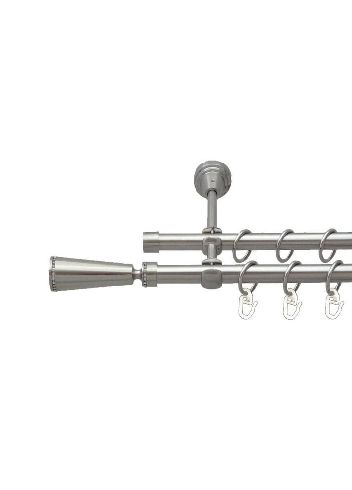Карниз Меркурія металевий дворядний відкритий гладка труба Нержавіюча Сталь 16\16 мм 300 см (00-00013640) ORVIT (300278224)
