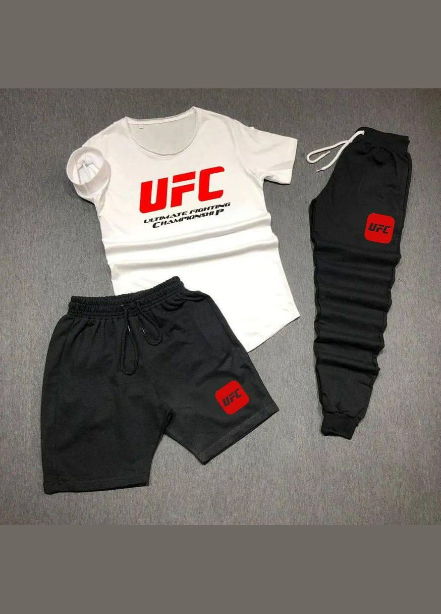 Черно-белый футболка+шорты+штаны ufc No Brand