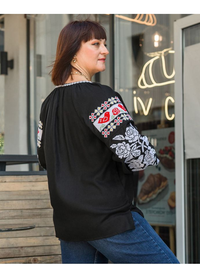 Чорна вишиванка жайворонки-3 Alenka Plus