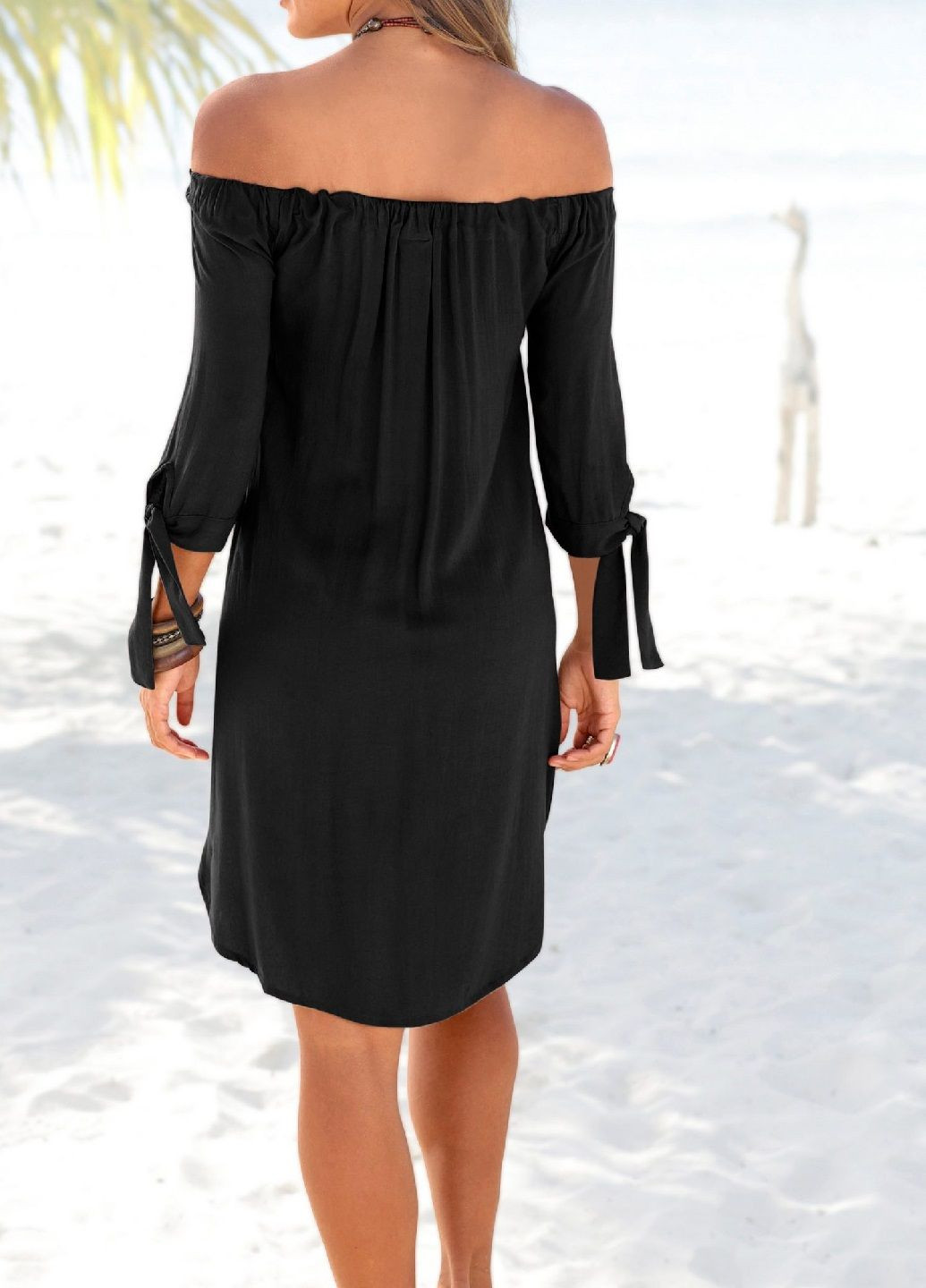 Черное пляжное платье Lascana однотонное