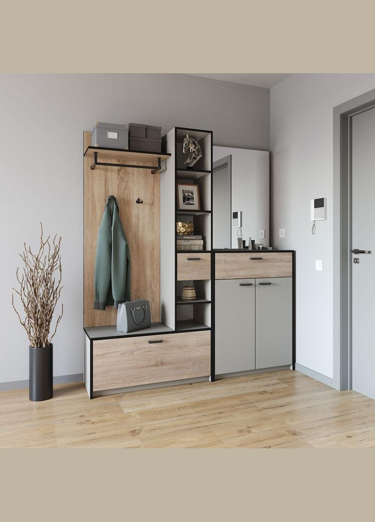 Прихожа з штангою для одягу та гачками від KO-0002 Кашемір/Дуб Сонома MORELI (361035297)