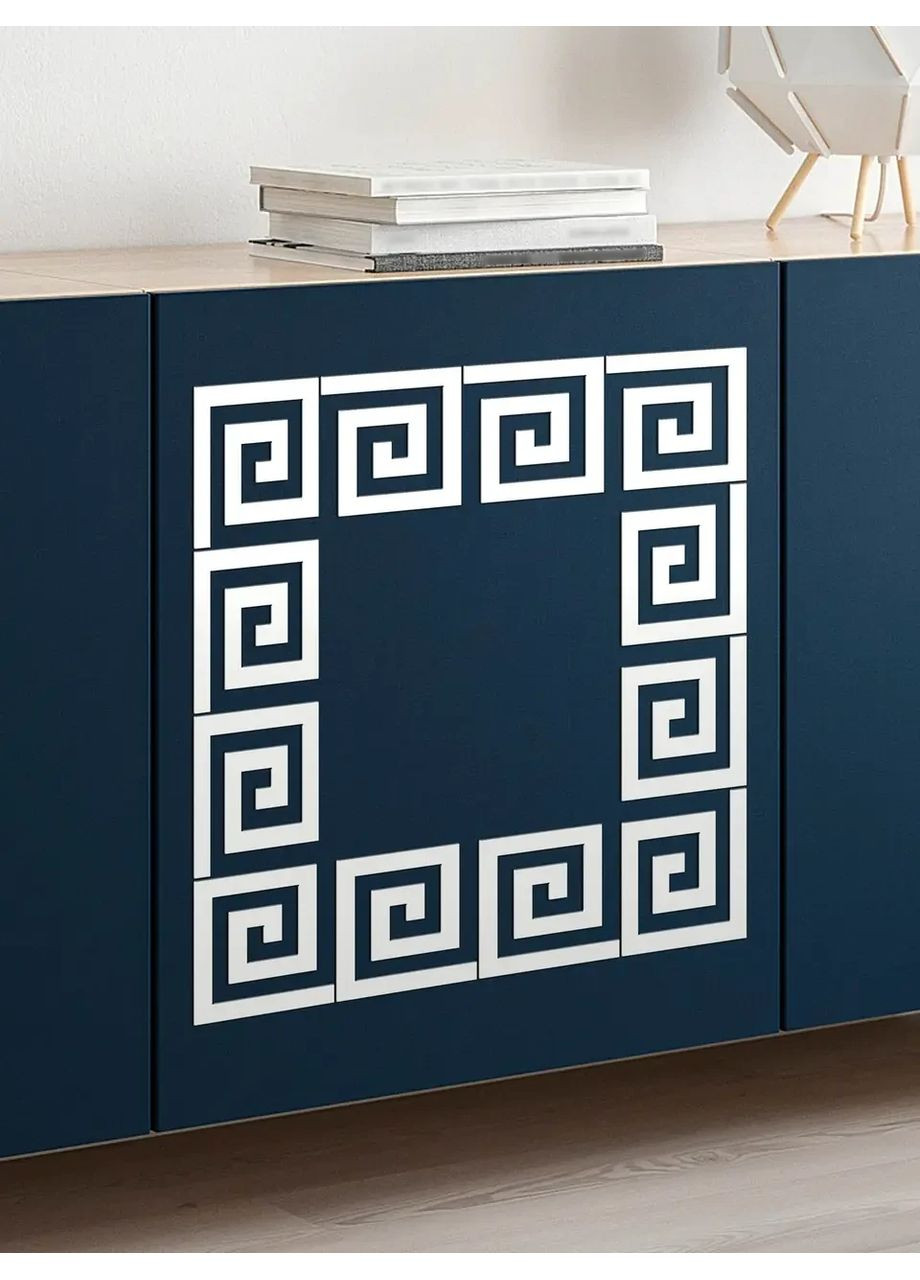 Интерьерные наклейки зеркальные самоклеящиеся на стену для декора Меандр 12 шт. Ваша Світлість (366334631)