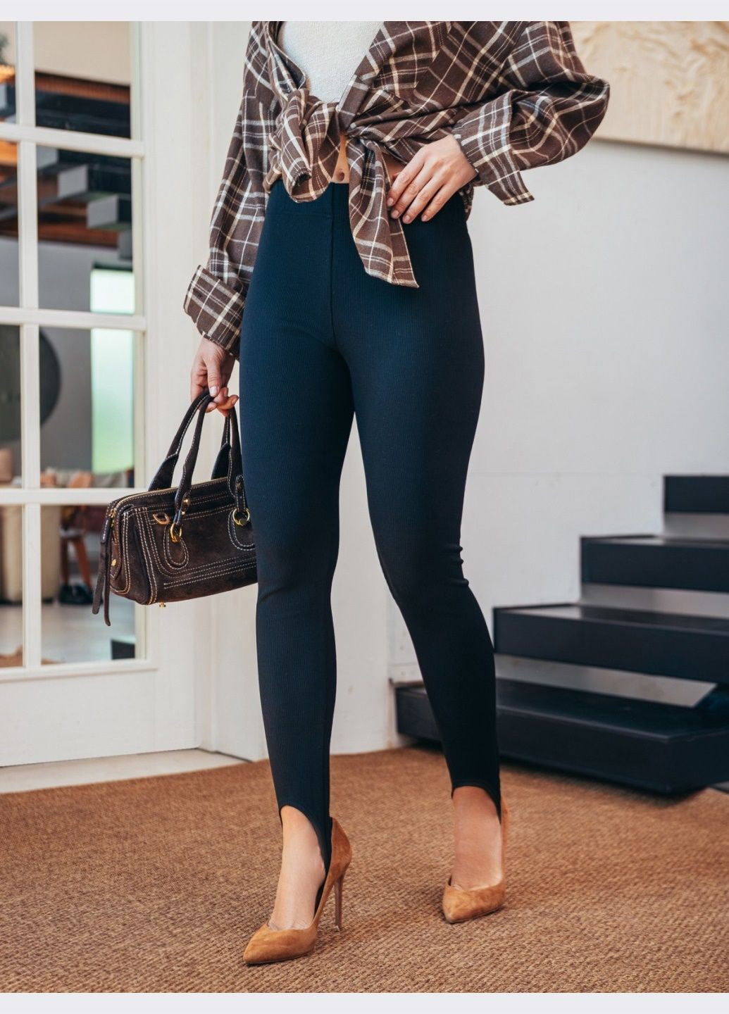 чёрные лосины из рибаны со шрипками Dressa (355797592)