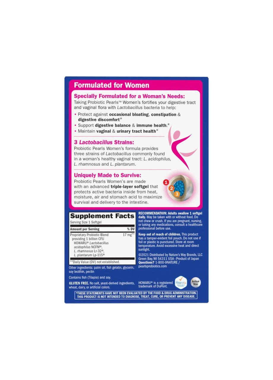 Пробіотик для жінок Ферменти травлення Пробиотик pearls Women's 30 капсул Nature's Way (392265806)