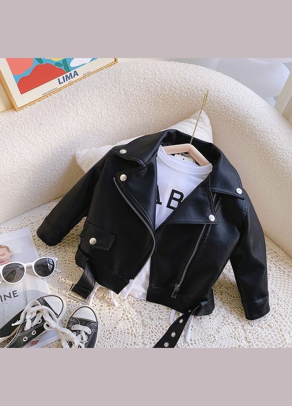 Черная демисезонная косуха детская цвет черный 10730 No Brand