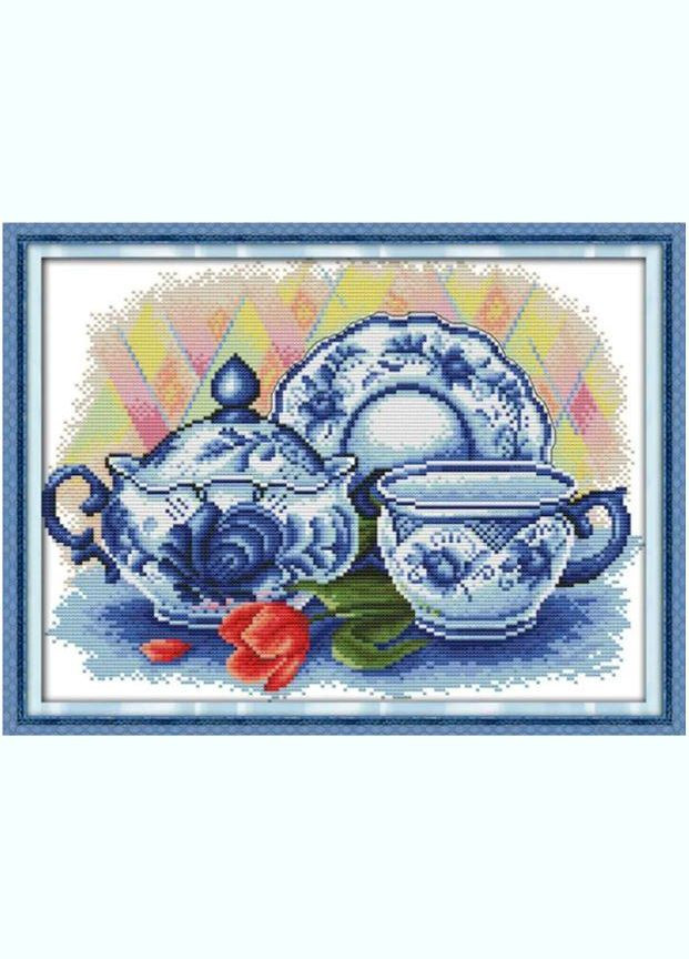 Набор для вышивания по нанесённой на канву схеме "The celadon teapot ".AIDA 14CT printed, 36*29 см Joy Sunday (313613617)