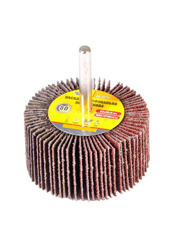 Коло шліфувальне пелюсткове зерно 80, 60*30 мм зі стрижнем 6 мм GM (08-2278) Mastertool (322705792)