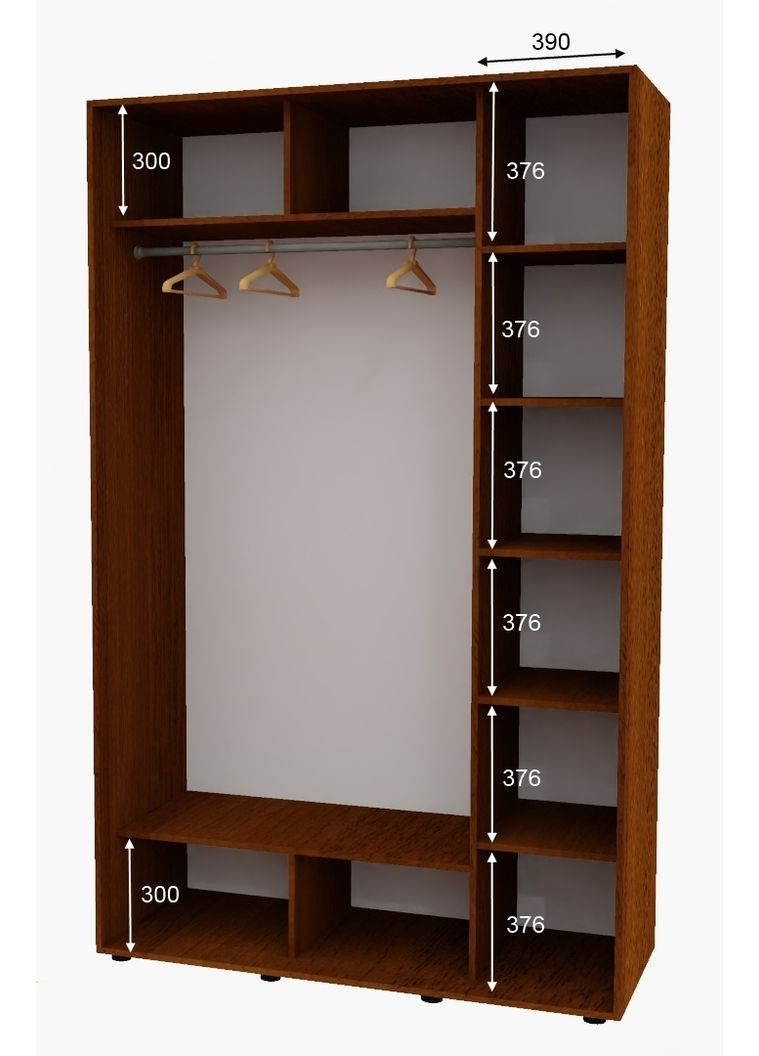 Шкаф-купе двухдверный 140*60*230 см Орех лесной 2 двери Зеркало Алекса (360477810)