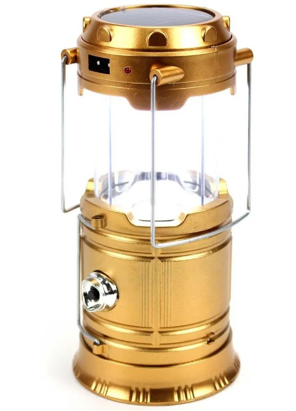 Аккумуляторная LED лампа-фонарь JH-5800T с павербанком и солнечной панелью кемпинговый золотистий (1756375680) No Brand (335008780)