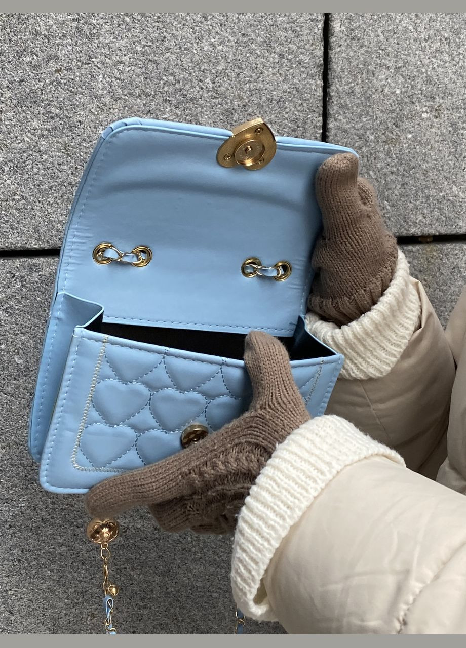 Жіноча сумка крос-боді на цепочці 10216 блакитна No Brand (290686492)