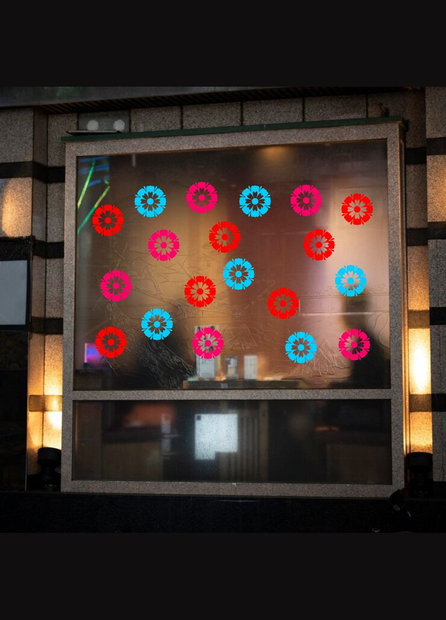 Наклейка виниловая интерьерная декор на окно (витрину, стекло, зеркало) "Полевые Цветы (любой цвет)" с оракала Кавун (316116180)