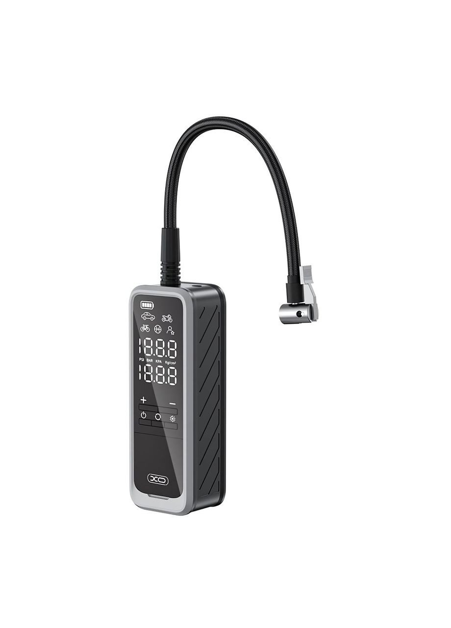 Автомобильный компрессор портативный аккумуляторный 2 в 1 фонарь LED-дисплей 5000 мАч (CZ8162) XO (361161970)