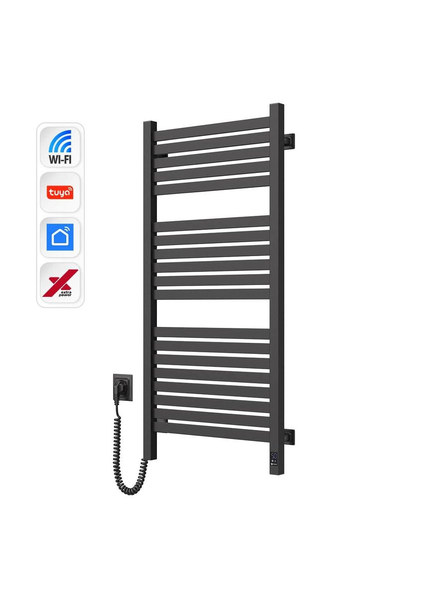 Рушникосушка електрична Авангард Х, 1000х480х71мм, Wi-Fi, сталь, чорний муар, ліве підключення Navin (370616056)