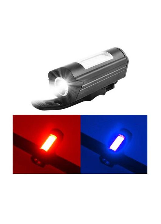 Вело фара 303C велосипедний акумуляторний ліхтар біло-червоно синя мигалка No Brand (331605287)