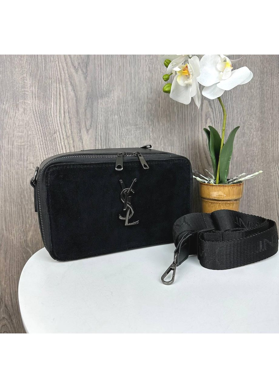 Замшева міні сумочка клатч чорна для жінок на ланцюжку м'яка сумка для вечірки ProDobro (363222300)