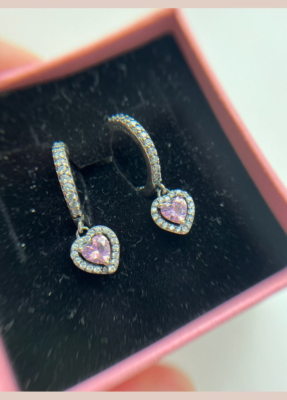 Рожеві сережки сердечка із мішечком No Brand (338861458)