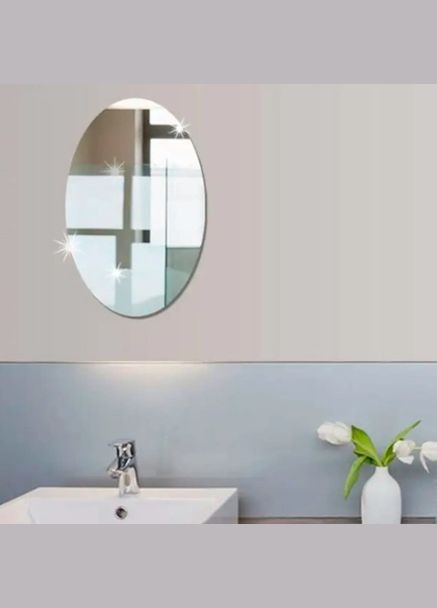 Акрилове дзеркало Mirror Sticker ROUND на самоклейці сріблястий 42х27 см (2104618506) No Brand (331012965)